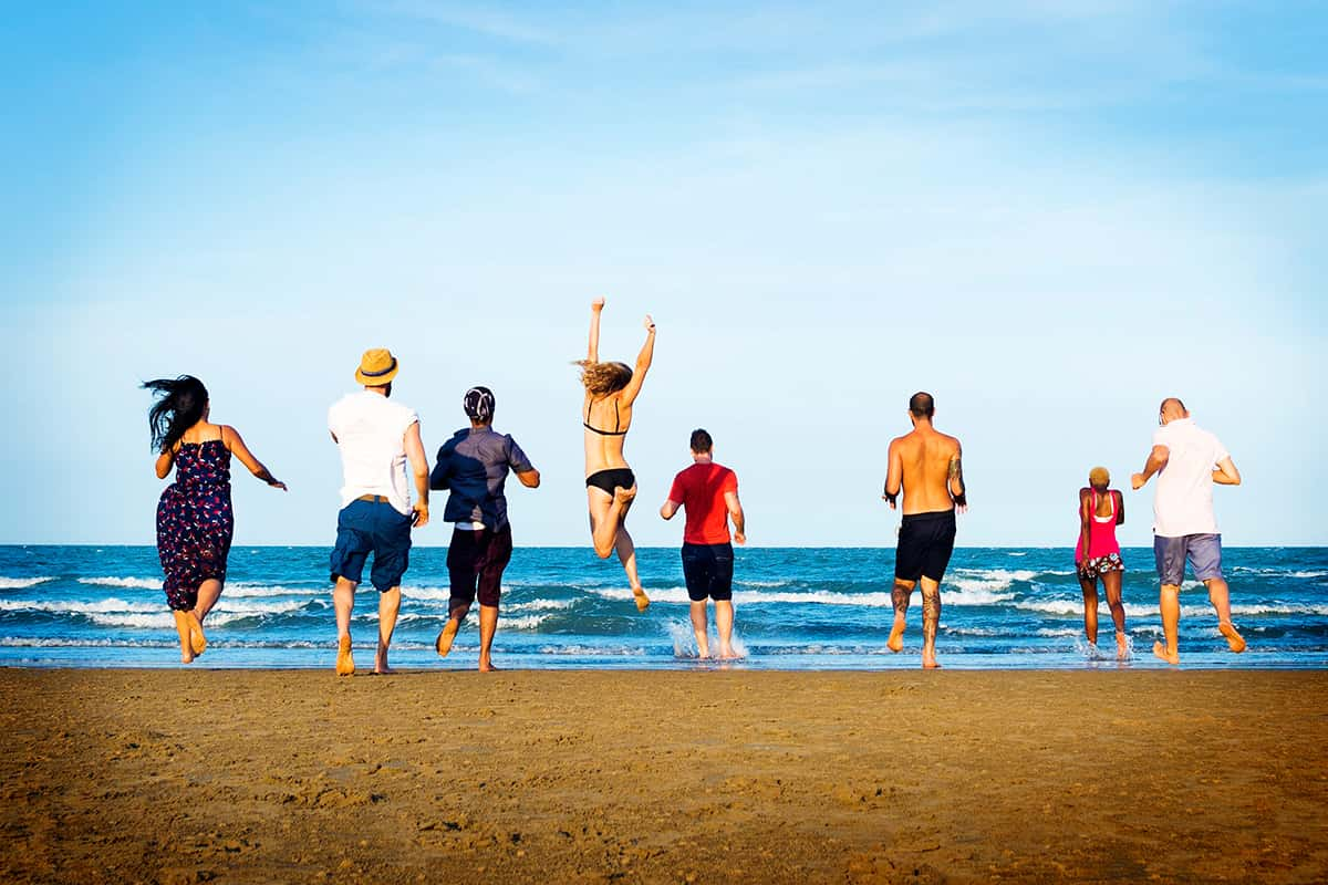 Beach with people photo.